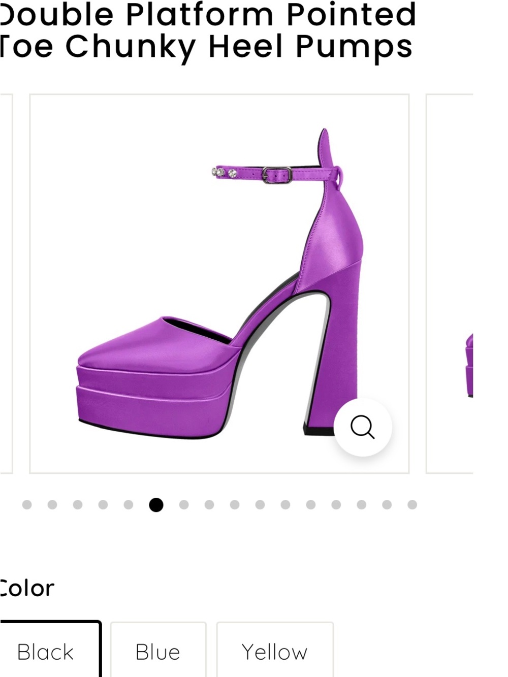 Double Platform Pointed-Toe Chunky Heel Pumps - Purple